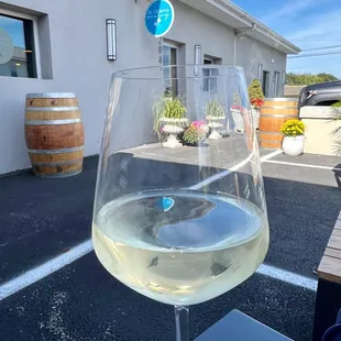 a glass of white wine