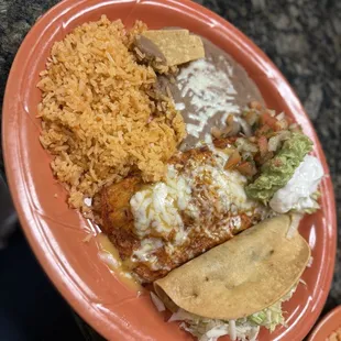 Dinner combo, beef taco and beef enchilada