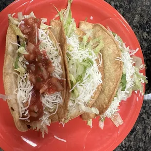 Crispy shredded beef tacos