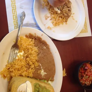 Lunch chimichanga shared!