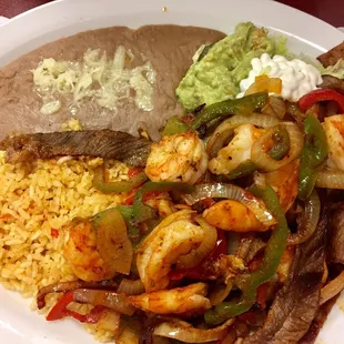 Steak and shrimp fajita