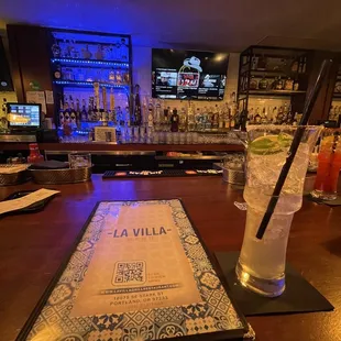 menu and drinks
