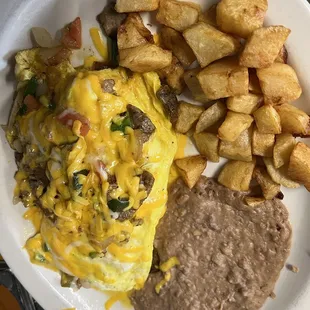 Steak and onion omelette