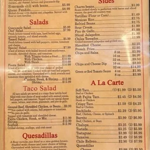 a menu for a mexican restaurant