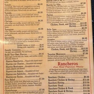 menu