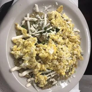 These are the chilaquiles...scrambled, of course.