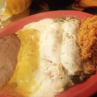 Piping hot cheese, crema &amp; verde enchiladas hit the spot!