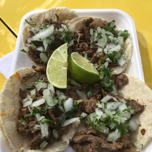 Steak Tacos with onions and cilantro