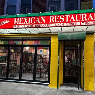 a mexican restaurant on a city street