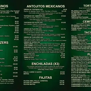 menu