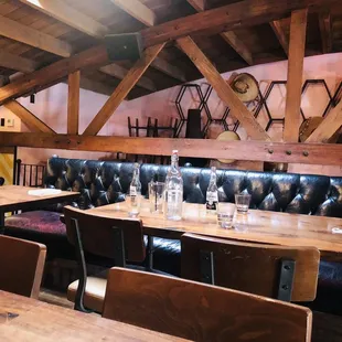 tables and chairs in a restaurant