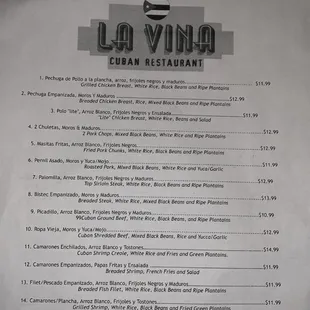 menu