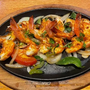 Shrimp fajitas - called Camarones al Cancun on menu