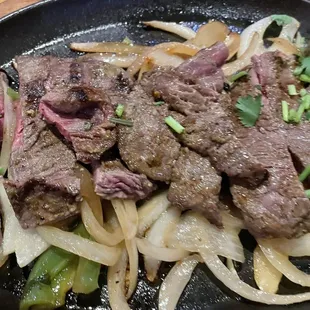 Steak fajitas... Cooked medium rare