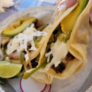 Tacos with fried pork and lengua