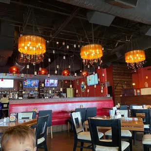 a child in a restaurant