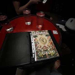 Menu disguised as a Bridal Catalog.