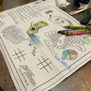 Our kids menu/coloring page masterpiece- while we waited for our food...we had a lot of time on our hands