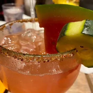 Cucumber Watermelon margarita with tajin