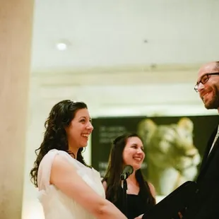 LA Wedding Woman, Elysia officiating an adorable vegan wedding at the Natural History Museum.