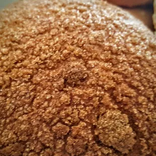 a closeup of a baked item