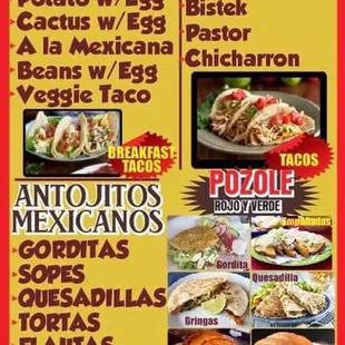 La Yaquesita menú