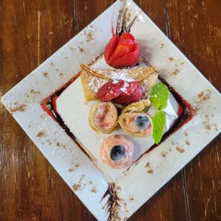 a plate of dessert