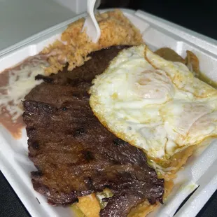 Green chilaquiles with carne asada