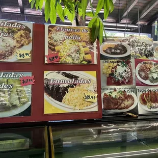 a display of mexican food