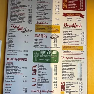 Restaurant menu.