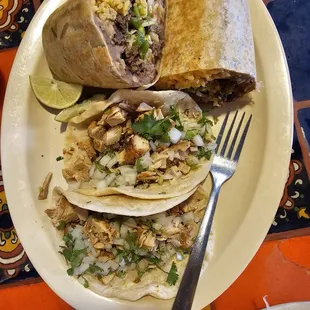 Burrito with two flour tacos