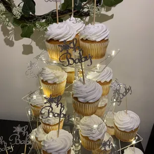 a display of cupcakes