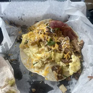 Brisket egg  &amp; cheese taco