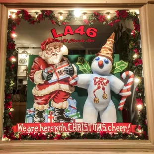 The iconic Mr. Bingle in an artistic recreation of the original 1952 version in the window at LA46!!!