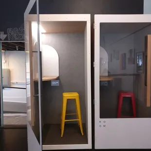 These are our sound proof phone booths for those more discrete conversations.