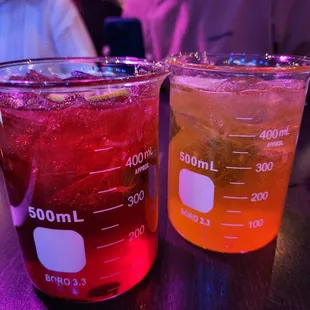 Blackberry mojito and passion fruit mojito