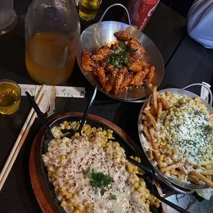 Passion Fruit Soju Pitcher, Elote Fries, Corn Cheese &amp; Tteokbokki