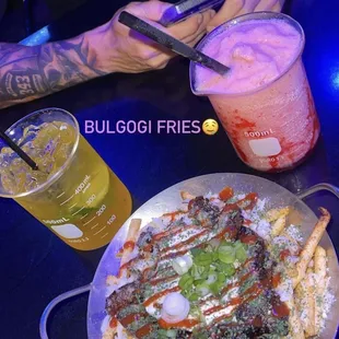 PASSIONFRUIT MOJITO, PINK POCKY SOJU BLEND, AND LOADED BULGOGI STEAK FRIES