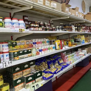 shelves in a grocery store