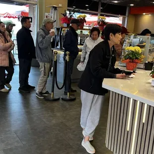 Long line of people