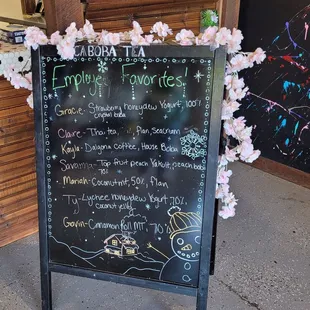 a blackboard with a menu on it