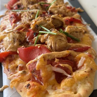 a close up of a pizza