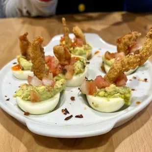 Lobster &amp; Avocado Deviled Eggs @La'Caj Seafood