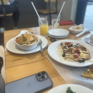 Seasonal Cognac Soaked Berries & Creme Brulee French Toast