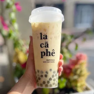 House Milk Tea (oolong jasmine tea with oolong pearls)