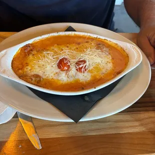 Lasagna?  More like a cheesy soup.