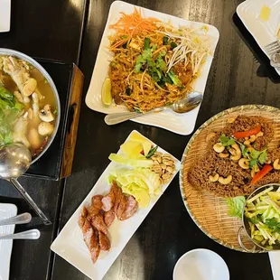 a variety of asian food
