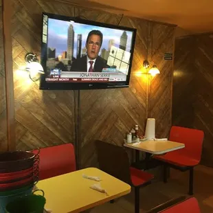 a television in the background