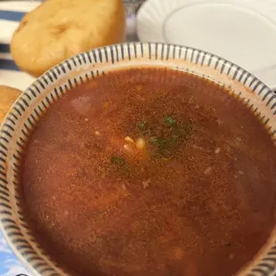 Red borscht was great