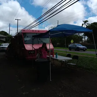 Tarp and four chairs